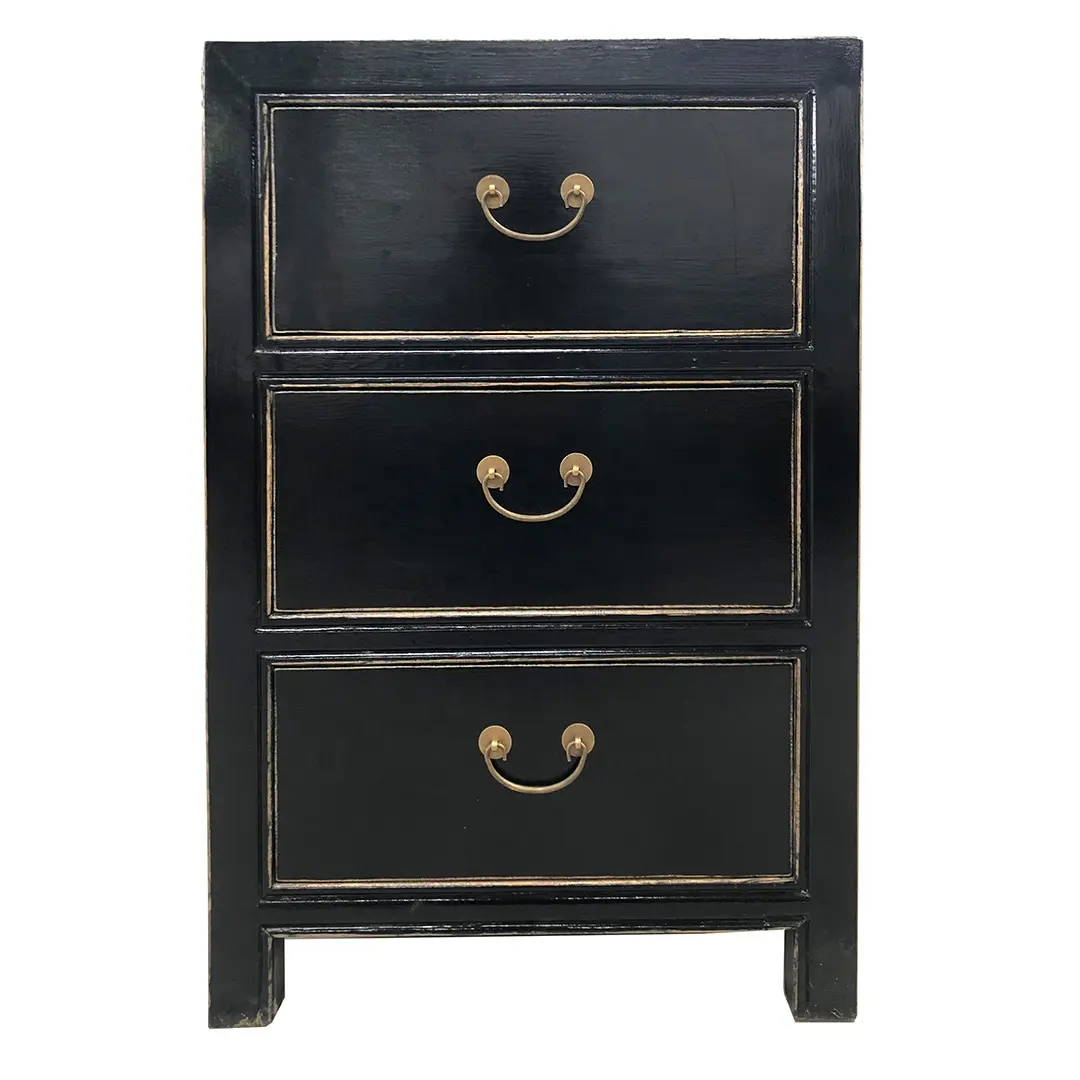 China Factory Direct Supply Antique High Quality Furniture Solid Wood Painted Large Bedside Cabinet