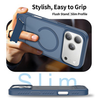 Funda Magnética Azul Mate de Alta Calidad para iPhone 18 17 Pro Max, Híbrida de TPU y PC, Antigolpes, Personalizada, con Soporte