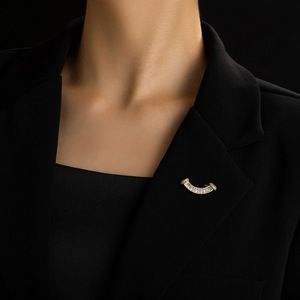 U Shape Diamond Brooch Channel Setting Everyday Wear Unisex Fine Jewelry Accessory - Product Image 4