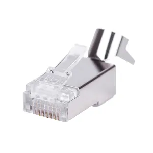 Metal 50U Chapado en oro red LAN SFTP CAT 7 8P8C Blindado Modular CAT7 RJ45 Conector Enchufe