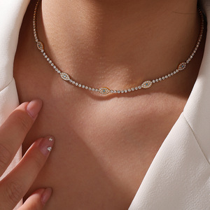 Collar de Diamantes para Mujer, Corte Brillante Redondo, Sintético, Cultivado en Laboratorio, para Uso Diario, Juego de Joyería de Acero de Titanio - Product Image 4