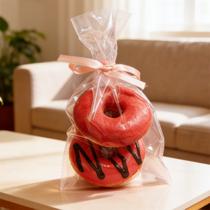 Ensemble de desserts au chocolat en forme de donut en plastique de 4 pouces, fraises, 2 pièces, nœud papillon, cadeau mignon, confiture, friandises sucrées, décoration, écologique - Product Image 5