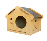 Grande villa en bois de luxe à deux étages, amovible, pour animaux de compagnie (chiens et chats), avec gamelles