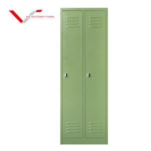 Armario de 2 puertas de acero estrecho y alto de alta calidad, armario de almacenamiento de trabajador de oficina de Metal verde <span class=keywords><strong>Vintage</strong></span> - Product Image 1