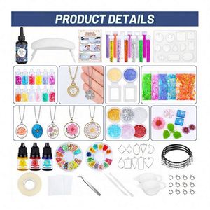 DIY Handmade Christmas Keychain Making <b>Kit</b> <b>Resin</b> Jewelry Hard Crystal Clear UV LED Lamp Silicone Molds Glitter Foil Flowers - Product Image 5
