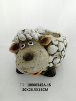 Pot de fleurs en résine motif galets, motif chien, fait main et peint à la main, élégant, pour jardin, cour, pelouse, maison, artisanat extérieur