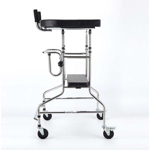 Foldable Rollator Walker with <strong>Seat</strong> for Seniors, 4-Wheeled <strong>Walking</strong> <strong>Frame</strong> with Wheels, Rehabilitation Walker for Stroke Patients - Product Image 4