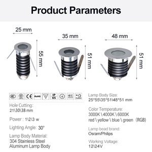 Mini projecteur encastré 1W IP68 étanche en acier inoxydable pour <span class=keywords><strong>sol</strong></span>, escalier, allée, jardin, éclairage LED, garantie 2 ans - Product Image 4