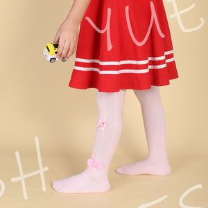 Collant da ballo in maglia estiva per bambini collant con fiocco di cotone per bambine - Product Image 5