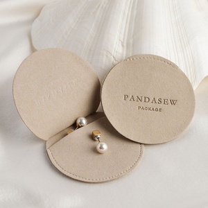 PandaSew Custom Logo Luxury Jewelry Pouch Packaging Microfiber <b>Envelope</b> Flap Round Package Bag - Product Image 1