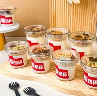 Gobelets et pots à dessert jetables en plastique de qualité alimentaire, à double paroi, pour lait, yaourt, parfaits, avec couvercles et insert pour céréales