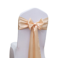 Ruban de satin pour mariage transfrontalier, fleur pour dossier de chaise de banquet, housse de chaise élastique, sangle nœud papillon, teint uni 17*275CM