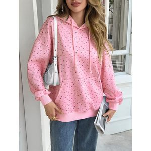 Sweat-shirts à capuche oversize pour femmes, à motif floral, décontractés, à manches longues, coupe ample, avec cordon de serrage - Product Image 2