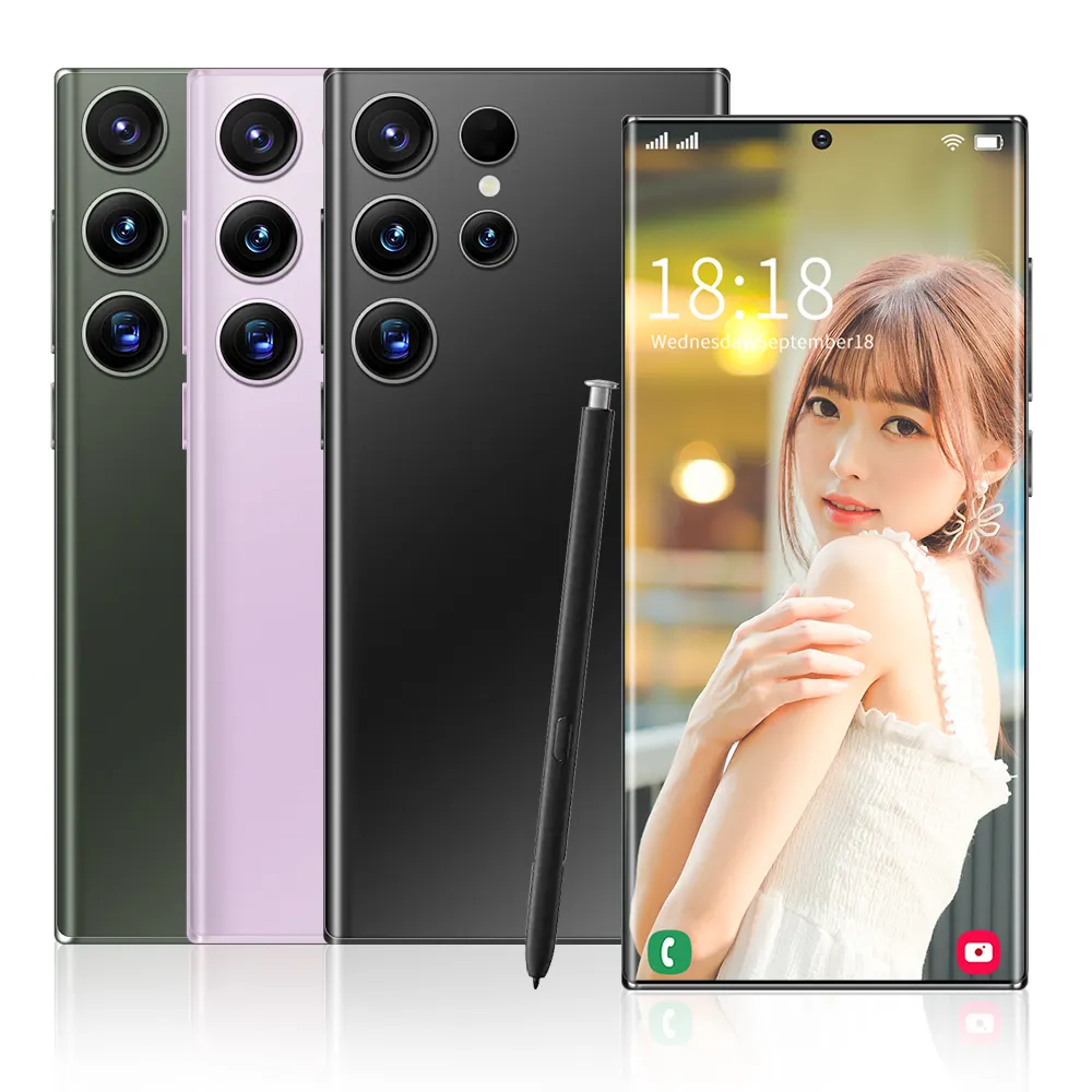 Smartphone 4G S23Ultra de venda quente 2023, moda chinesa, celular global, Android S23, ultra slim, com ePen, ideal para celular