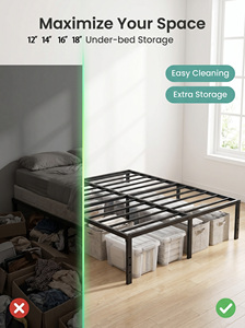 Heavy Duty Metal <strong>Bed</strong> <strong>Frame</strong> 3500lbs Steel <strong>Platform</strong> <strong>Bed</strong> Base Easy Assembly No Box Spring Required Factory Direct - Product Image 3