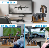 Support de casque et de manette en bois naturel de haute qualité, personnalisé, à un seul niveau, pour bureau, maison, ou configuration de jeu