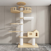 Premium 360 °   Arbre à chat rotatif en bois massif, multi-niveaux, résistant aux griffures, pour jouer et se reposer
