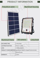 Projecteur solaire de sécurité avec caméra, 324x2835 LED, capteur radar, détection de mouvement, panneau 45W, batterie LiFePO4 45AH, IP65, lampe murale extérieure