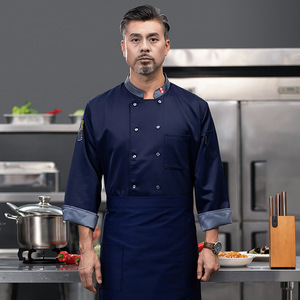 Fashion Master Polyester Coton Stand up Collar Boulangerie Cuisine Cuisinier Travail Uniformes Cafétéria Chef Manteau - Product Image 5