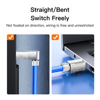 SAMZHE 1 unidad Conector RJ45 Cat6A FTP de 90 grados sin herramientas de aleación de zinc, conector modular de ángulo recto de 50u para cable de 10 Gbps