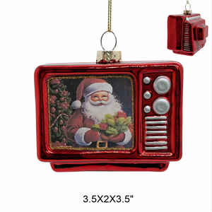 Adorno Navideño de Televisión Vintage, Figura de Televisión Retro con Estampados de Gnomo de Santa Claus para Decoración Navideña del Árbol de Navidad - Product Image 3