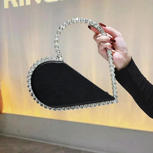 Sac a Main Red Heart Evening <b>Clutch</b> Bags Women Designer Chic Rhinestone Acrylic Handle Black Purse for <b>Wedding</b> Party - Product Image 4