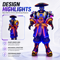 Costume de Robot Adulte LED Cyber Suit Lumineux Néon, Armure de Samouraï Portable pour Cosplay, Spectacle Scénique Anime et Fête
