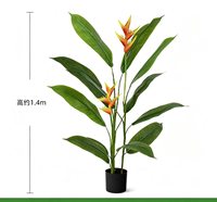 Tanaman Strelitzia Reginae Buatan yang Tinggi, Bunga Bird of Paradise Palsu dengan Bunga Oranye, Tanaman Hijau untuk Dekorasi Ruang Tamu Hotel