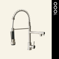 Robinet de cuisine à bec flexible en acier inoxydable noir mat robuste à ressort simple