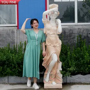 Marble Statues Pillars Custom Villa Greek Marble Lady Statue Column Pillar