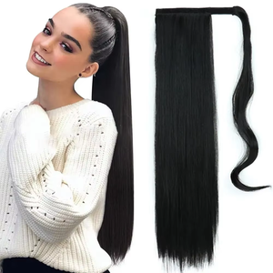 Extensions <span class=keywords><strong>de</strong></span> cheveux synthétiques longues droites 22 pouces Clip dans les postiches Noir Blonde Enrouler autour des extensions <span class=keywords><strong>de</strong></span> cheveux <span class=keywords><strong>de</strong></span> <span class=keywords><strong>queue</strong></span> <span class=keywords><strong>de</strong></span> <span class=keywords><strong>cheval</strong></span> - Product Image 1