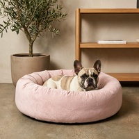 Coussin pour chien de luxe gaufré, apaisant, anti-anxiété, lavable, en forme de donut, doux, en peluche, écologique, moderne et chaud pour petits/moyens chiens