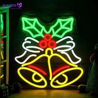 Enseigne néon LED personnalisée de Noël, motif cloche et sapin, lumière acrylique colorée à intensité variable, étanche IP65, décoration d'ambiance intérieure pour Noël