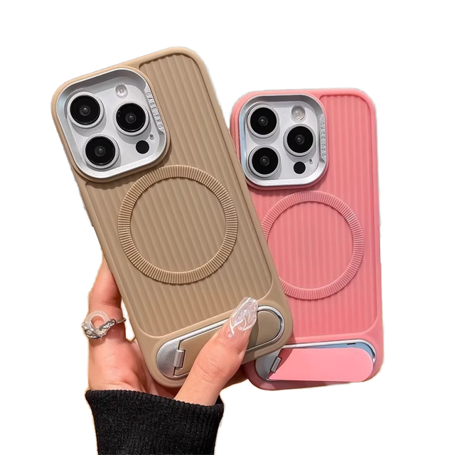 Factory for iphone 12 /13/ 14/ 15 /16 Corrugated Mobile Phone Case With Kickstand