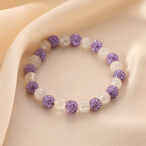 Pulseras de cuentas de bola de discoteca de 8mm personalizadas, cuentas de diamantes de imitación brillantes, pulsera de cuentas de béisbol de bola de arcilla de diamantes de imitación de cristal hecha a mano - Product Image 6