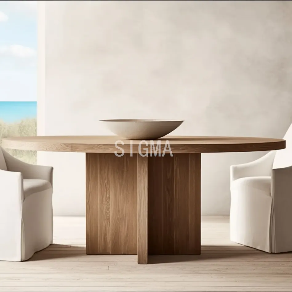 Wholesale Simple style Wooden Dining Table Set Custom Made Round Dining Room Furniture With Chairs