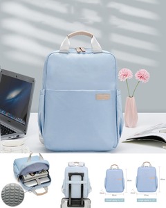 14" Large Waterproof Eco-Friendly Nylon Softback <b>Laptop</b> <b>Backpack</b> Business Arcuate Shoulder Strap Zipper Open Airbag Protection - Product Image 5
