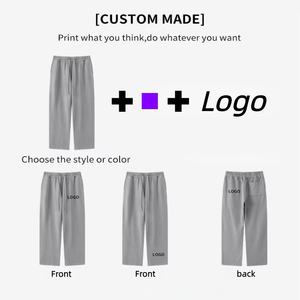 Custom logo Heavyweight Cotton Men's Wide Leg Sweatpants TKAN139D Baggy Straight Fit Streetwear <b>Drawstring</b> Lounge <b>Trousers</b> - Product Image 3