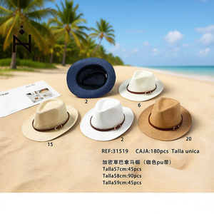 Sombrero Panamá de Paja Marrón Densa con Correa de PU, 57, 58, 59 cm, Unisex - Product Image 2