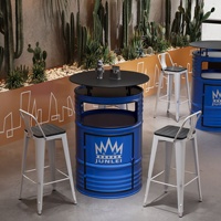 American Music Tavern Retro Iron Cafe Table Chair Set Industrial Style Loose Metal Barrel Oil Barrel Table pour Bars Restaurants