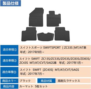 <span class=keywords><strong>Tappetini</strong></span> per <span class=keywords><strong>Suzuki</strong></span> <span class=keywords><strong>Swift</strong></span> Sport ZC33S, Set da 5 Pezzi, in Lattice Morbido con Motivo a Nido d'Ape, OLIVER, Spessore 26cm, Antiscivolo e Impermeabili - Product Image 3