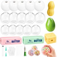 Kit de fabrication de squishies DIY : Fromage, Beurre, Mangue, Arachide – Kit de fabrication de balles anti-stress avec peaux de squishies et garnitures croustillantes en argile, outil d'expansion