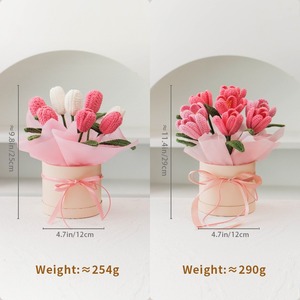 Ramo de Tulipanes Personalizado en Cubo, Regalo para Mejor Amiga, Cumpleaños, Día de la Madre, Flores Hechas a Mano, Ramo de Flores Tejidas - Product Image 4