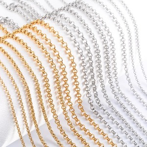 Collier ras du cou étanche multicolore en acier inoxydable, chaîne ronde, boucle, câble, vintage, creux, Rolo, accessoires de bijouterie - Product Image 3