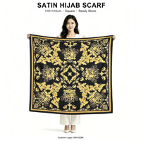Foulard carré en fausse soie en gros pour femme, 110x110cm (45 pouces), Hijab musulman, châle de mode, couvre-tête, logo personnalisé OEM ODM 1014