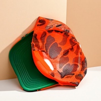 Esqueletos de baile personalizados, gorras de béisbol naranjas de espuma bordadas, gorras de conductor de camión de malla transpirable con calavera de Halloween de camuflaje
