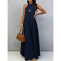 Robe longue d'été sans manches en soie glacée, style swing, couleur unie, grande taille, pour les vacances, style européen et américain