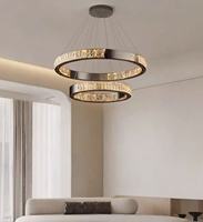 Lampe suspendue LED personnalisée en acier inoxydable avec cristaux, réglable 3 couleurs, angle de faisceau de 180 degrés, haute luminosité, pour table à manger