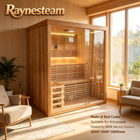 Promo Terbatas Sauna Uap Kayu Indoor 4 Orang, Kombinasi Ruang Sauna Uap dan Pemanas Listrik untuk Penggunaan Rumah Tangga