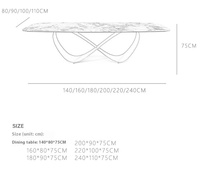 Table à manger Dareko Luxury 8 Word Design, design moderne, base rectangulaire en forme de papillon, 6/8/10 places, en pierre frittée, mobilier pour la maison